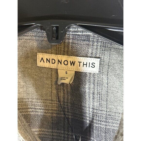 And Now This Mens Flannel Shirt Grey Plaid, Size S, NWT - Picture 3 of 4